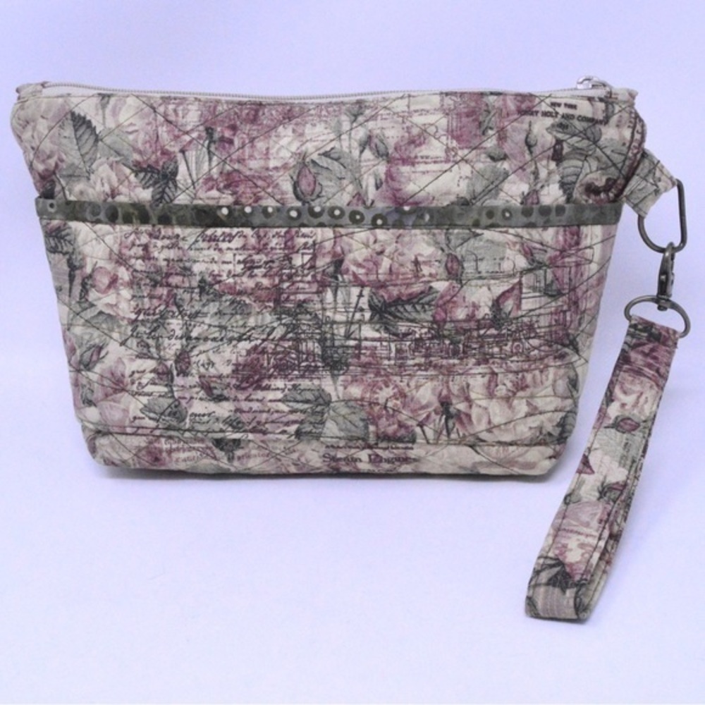 Large Handmade Cotton Quilted Wristlet Made in USA Industrial‎ Print